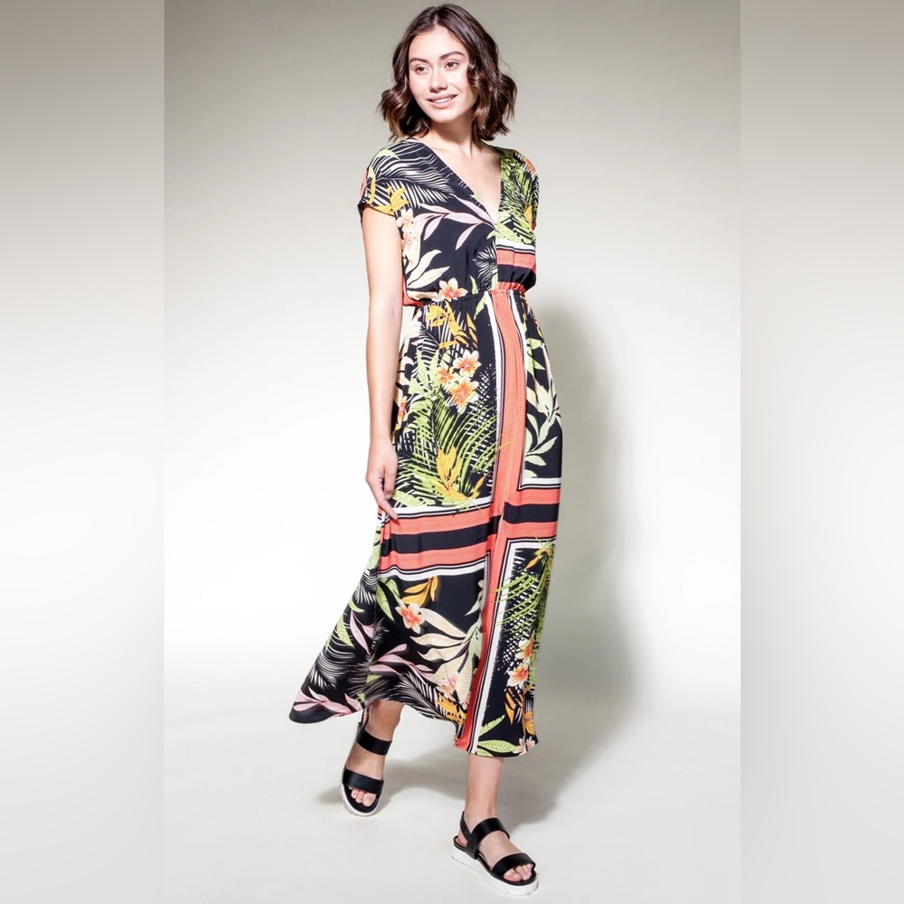 Pink Martini Black and Orange Floral Maxi Dress